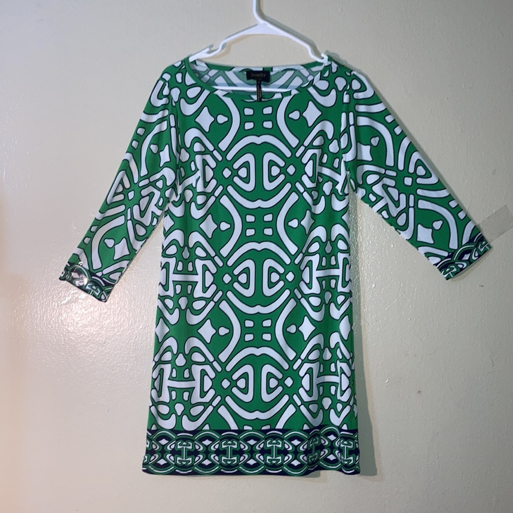 Laundry By Design Los Angeles 3/4th Sleeve Geometric Mini Blouse Dress Size 4